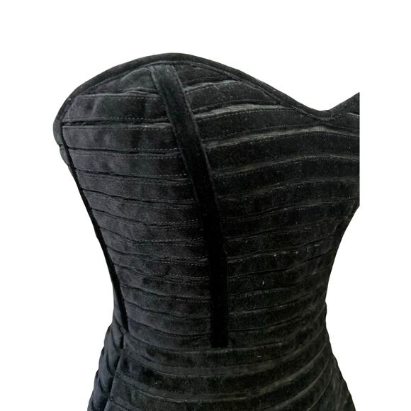 Black Velvet Burnout Corset Strapless Sweetheart Mini Striped Whimsigoth Hoco XS - Picture 5 of 8